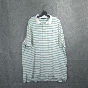 Polo Golf Ralph Lauren Shirt Mens XXL 2XL Green/White Stripe Cotton Pony Sports